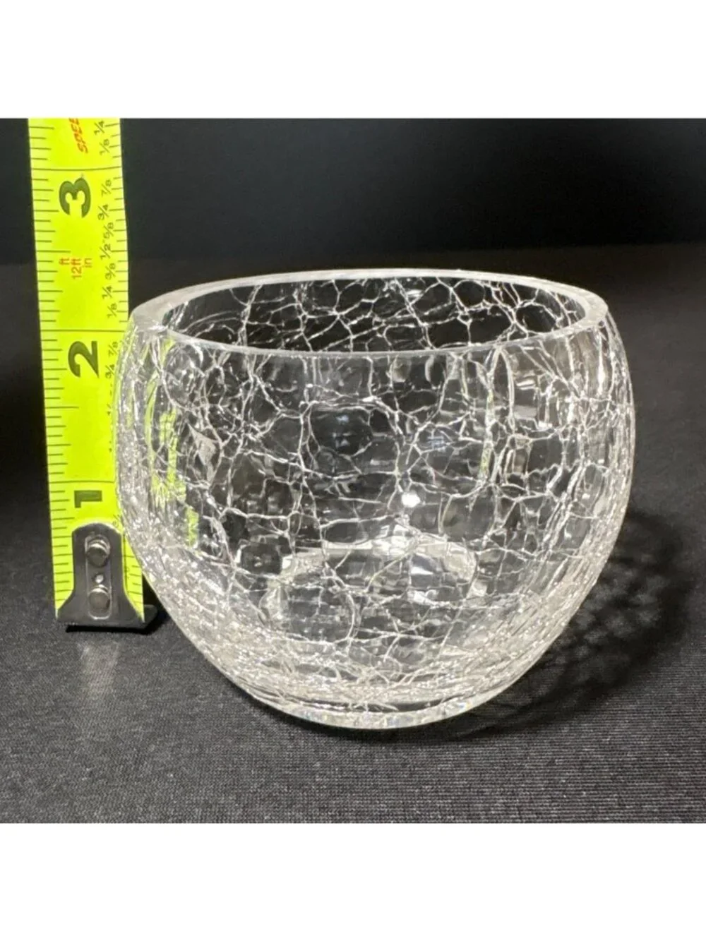 Clear Crackle Glass Globe Vase Round Bowl Candle Holder Orb Tea Light Candle
